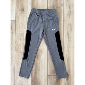 Nike Youth Small Gray Black Slim Lightweight Athletic Track Pants Performance